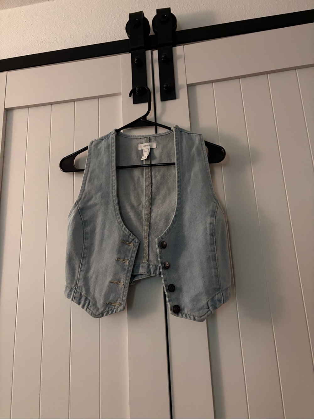 Forever 21 Light Blue Denim Button Vest